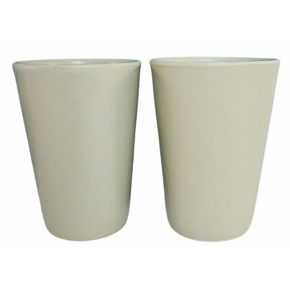 2 Forlife Green Ceramic Drinking Glasses Cups Sage Seafoam Stoneware Feel Look